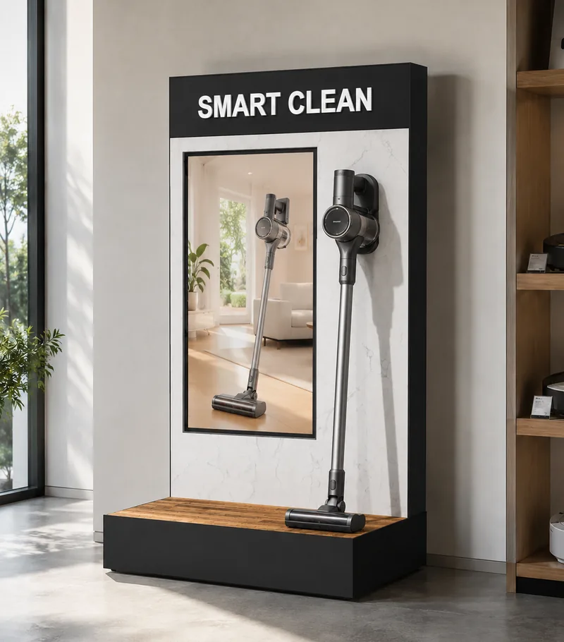 特注製作したサイネージ付き什器