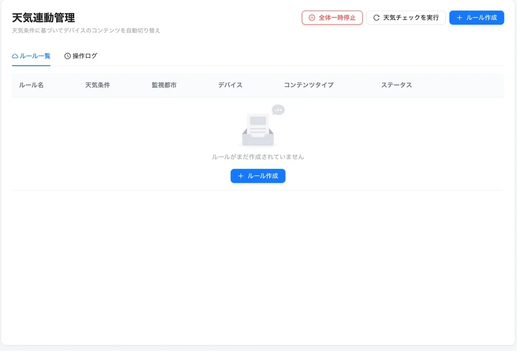 VioraSignage 天気連動管理(実画面)